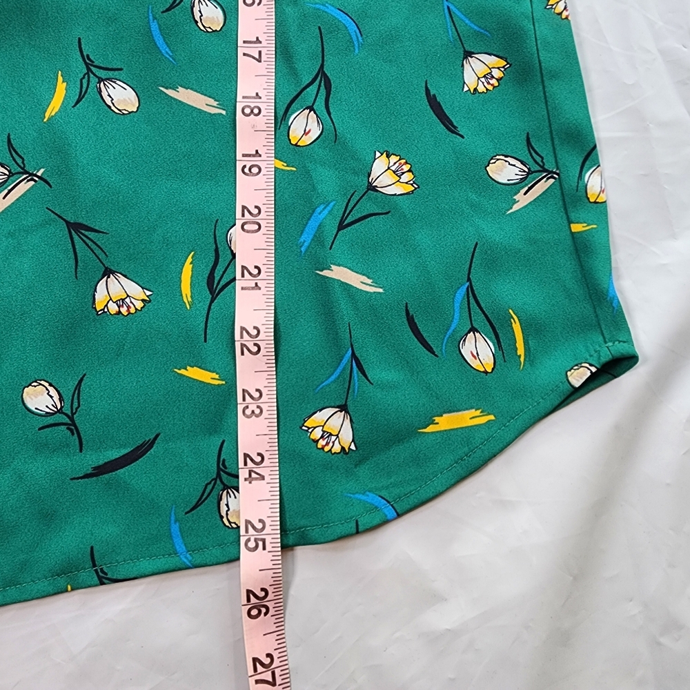41 Hawthorn Trina Green Floral 3/4 Length Tie Sleeve Blouse Size XS - Picture 12 of 15